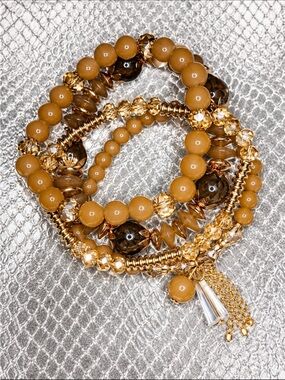 FRIENDSHIP BRACELETS 4 Strands Tan Crystal Stretchy Bracelets TAYLOR SWIFT